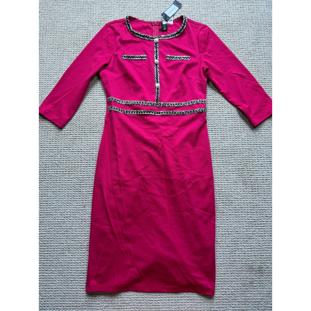 Vfish Hot Pink Embellished Cardigan Jacket Tweed Trim Buttons Size M NWT